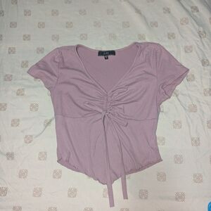 Lilac Ruched Tie-Front Top Size M